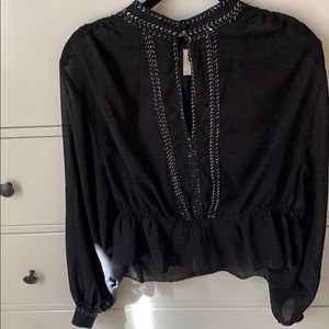 Sheer free people high neck top